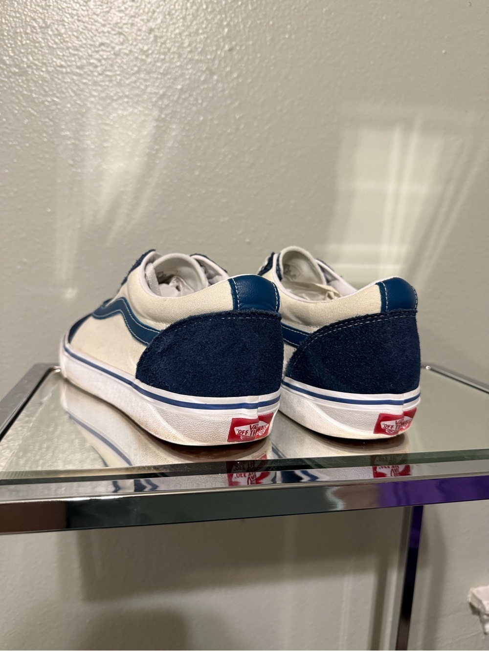 Vans Old Skool Navy Blue & Cream Suede Canvas Sneakers Men’s 10.5 - Picture 3 of 6